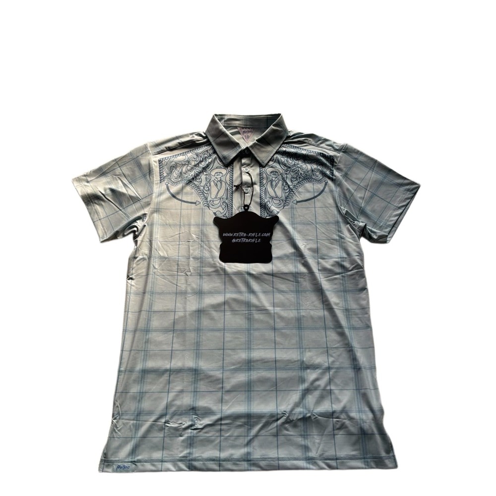 Retro Rifle The Outlaw V2 Polo Shirt Men's Large Blue Plaid Western Golf NWT